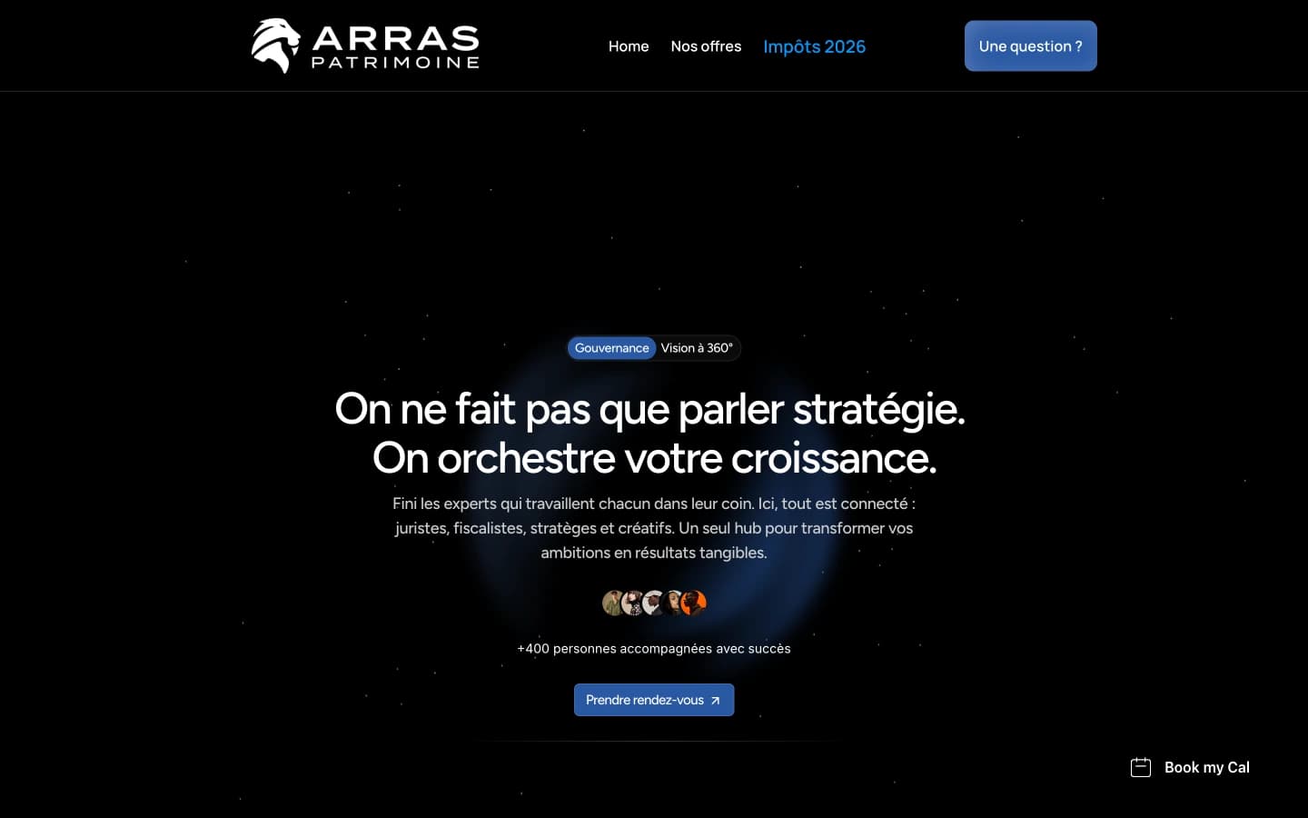 Page d'accueil du site vitrine Arras Patrimoine