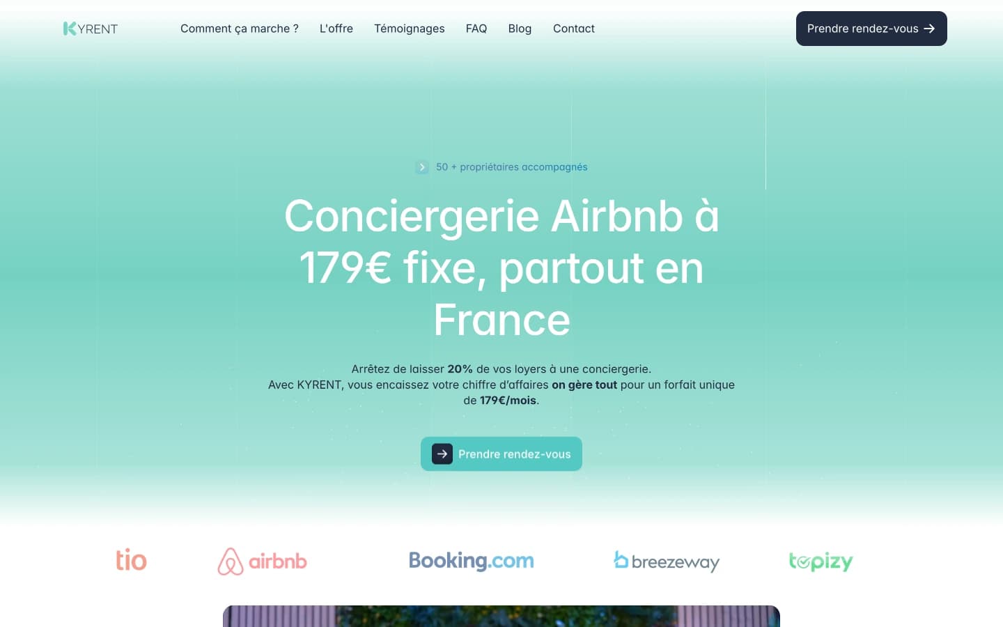 Page d'accueil du site vitrine Kyrent