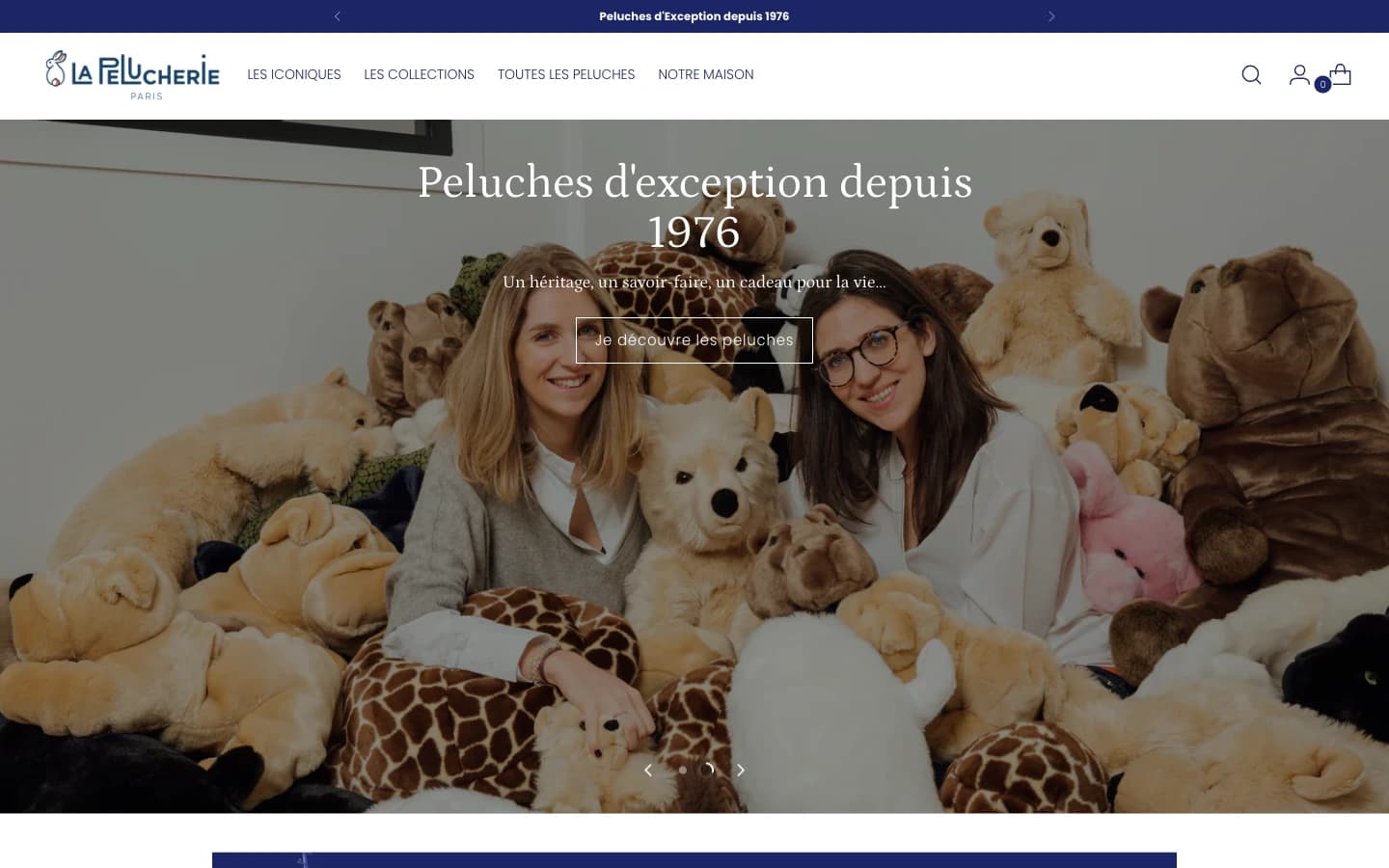 Page d'accueil du site Shopify La Pelucherie