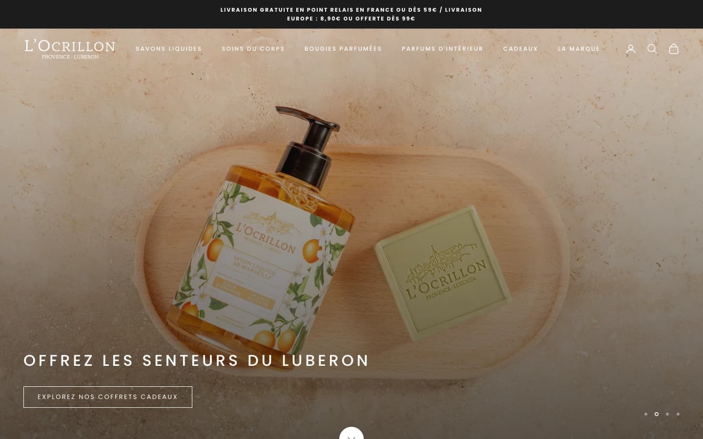 Page d'accueil du site Shopify L'Ocrillon