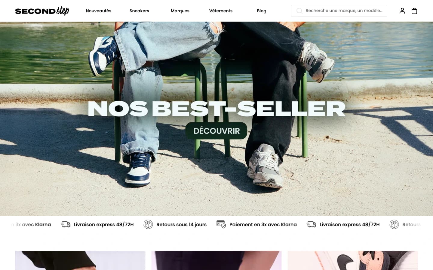 Page d'accueil du site Shopify Second Step