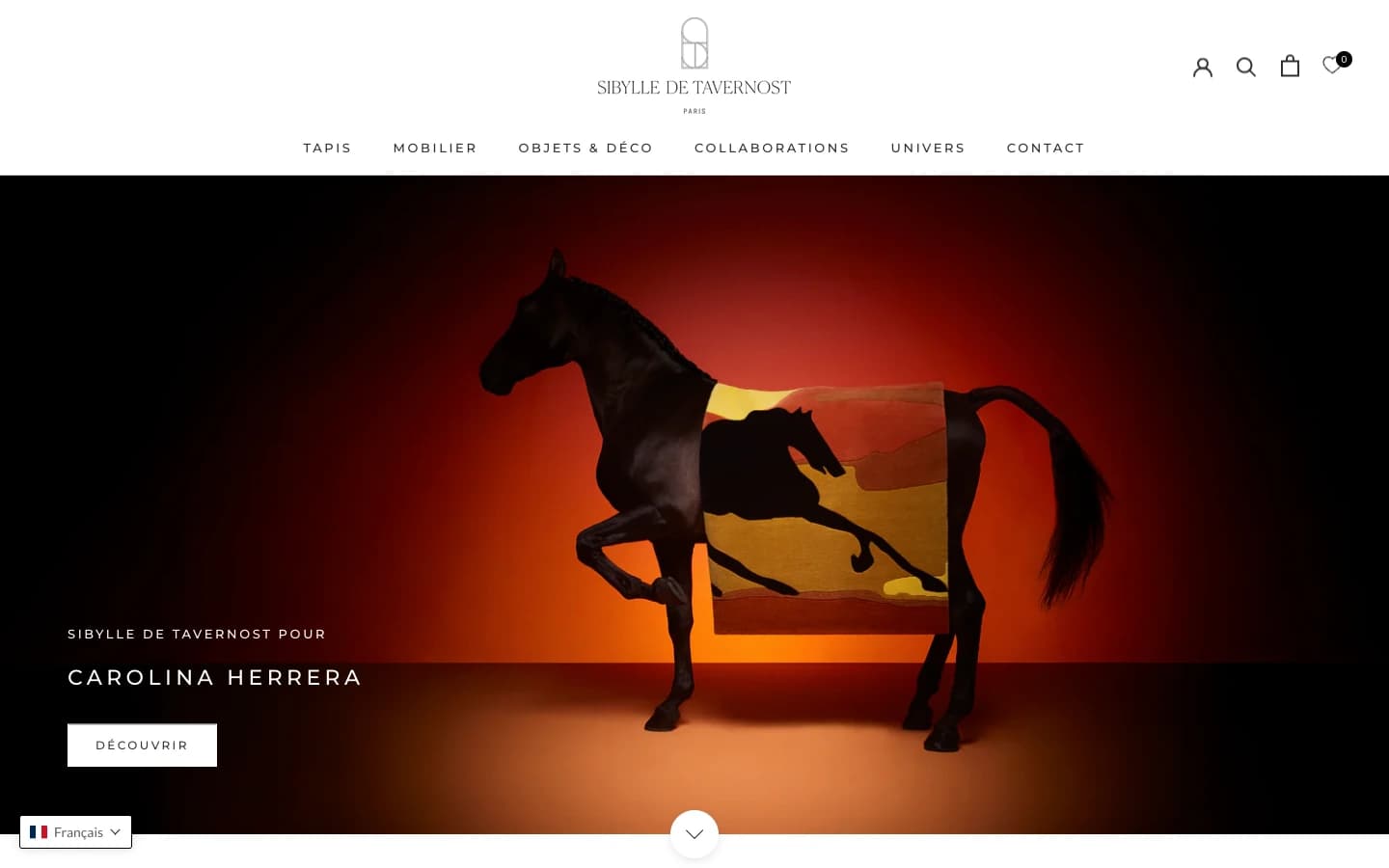 Page d'accueil du site Shopify Sibylle de Tavernost